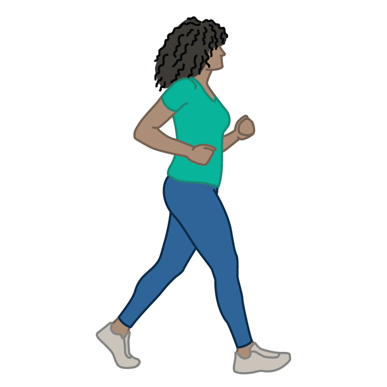 black woman speed walking