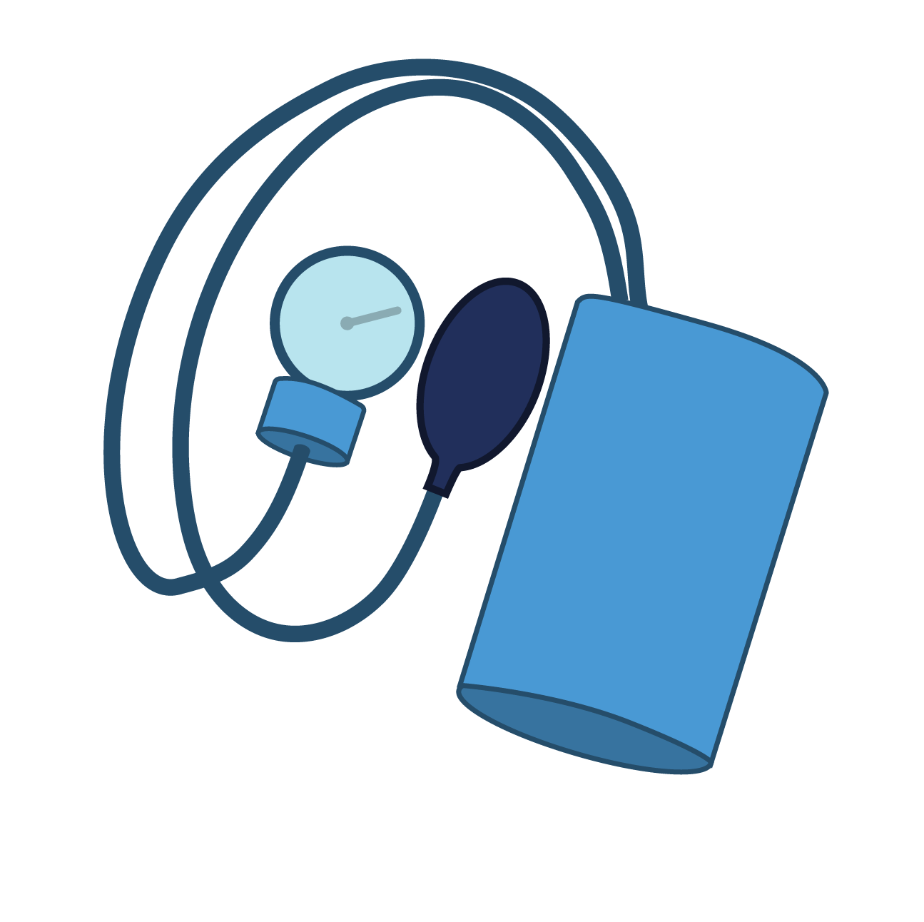 Blood pressure cuff used to measure blood pressure.