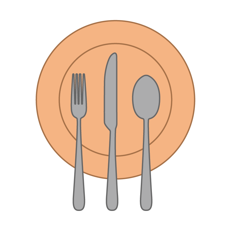 Plate with fork, knife and spoon