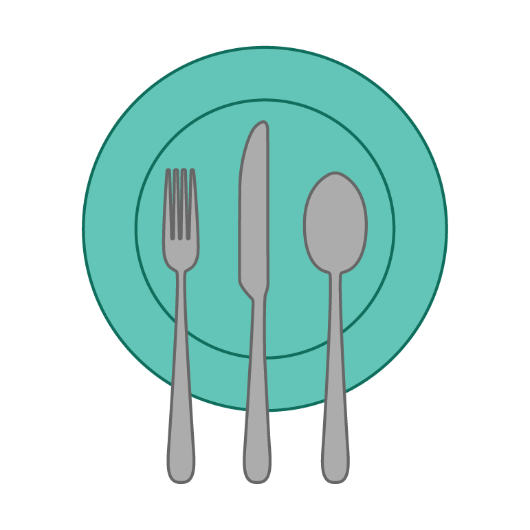 plate with fork, knife and spoon