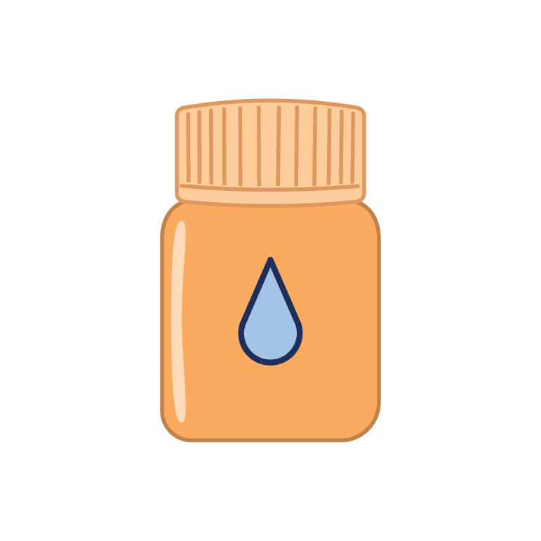 diuretic pill bottle with water drop on the front