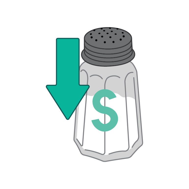 salt shaker with arrow down