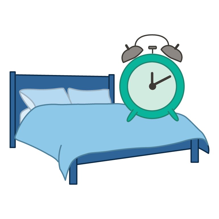 bed with alarm clock