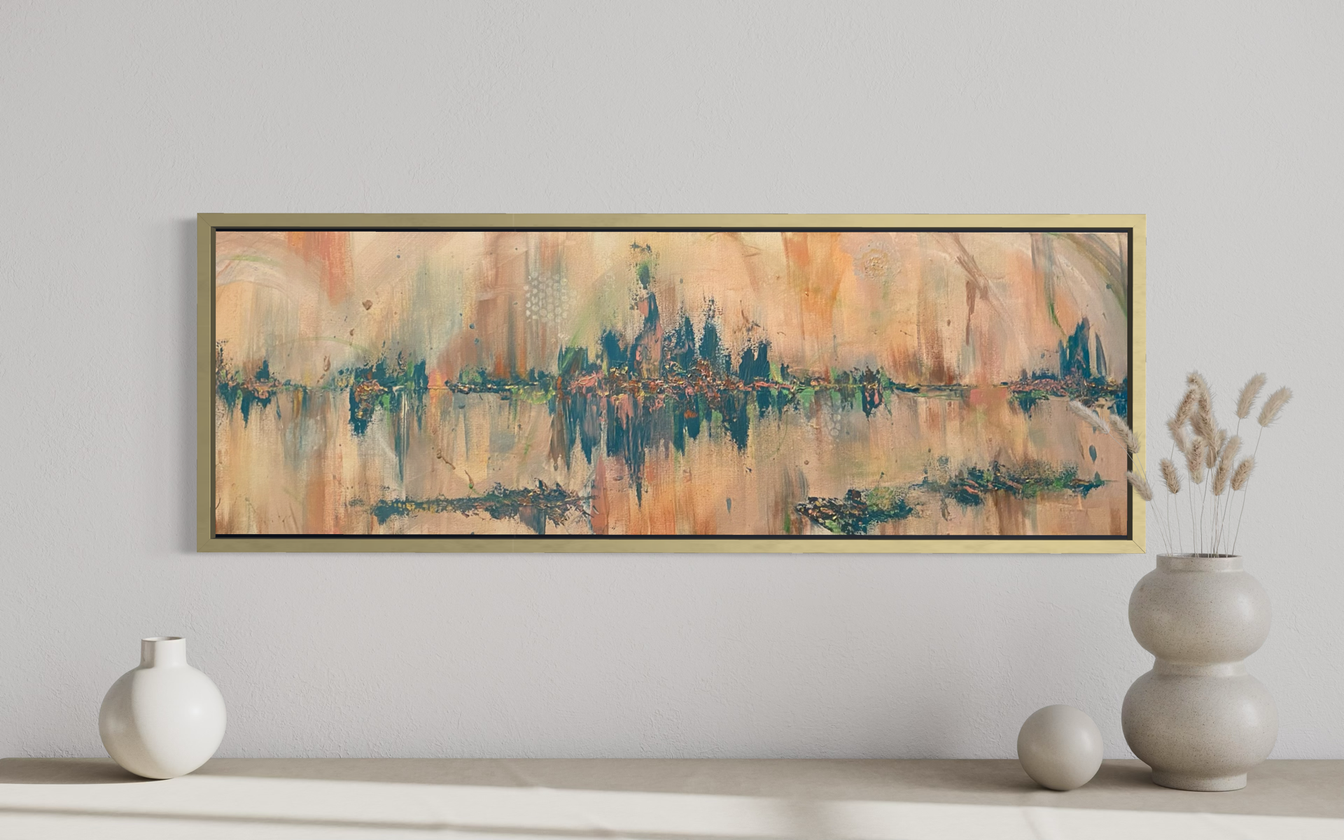 'Reflective Serendipity'      48" x 16"     Mixed Media on Canvas