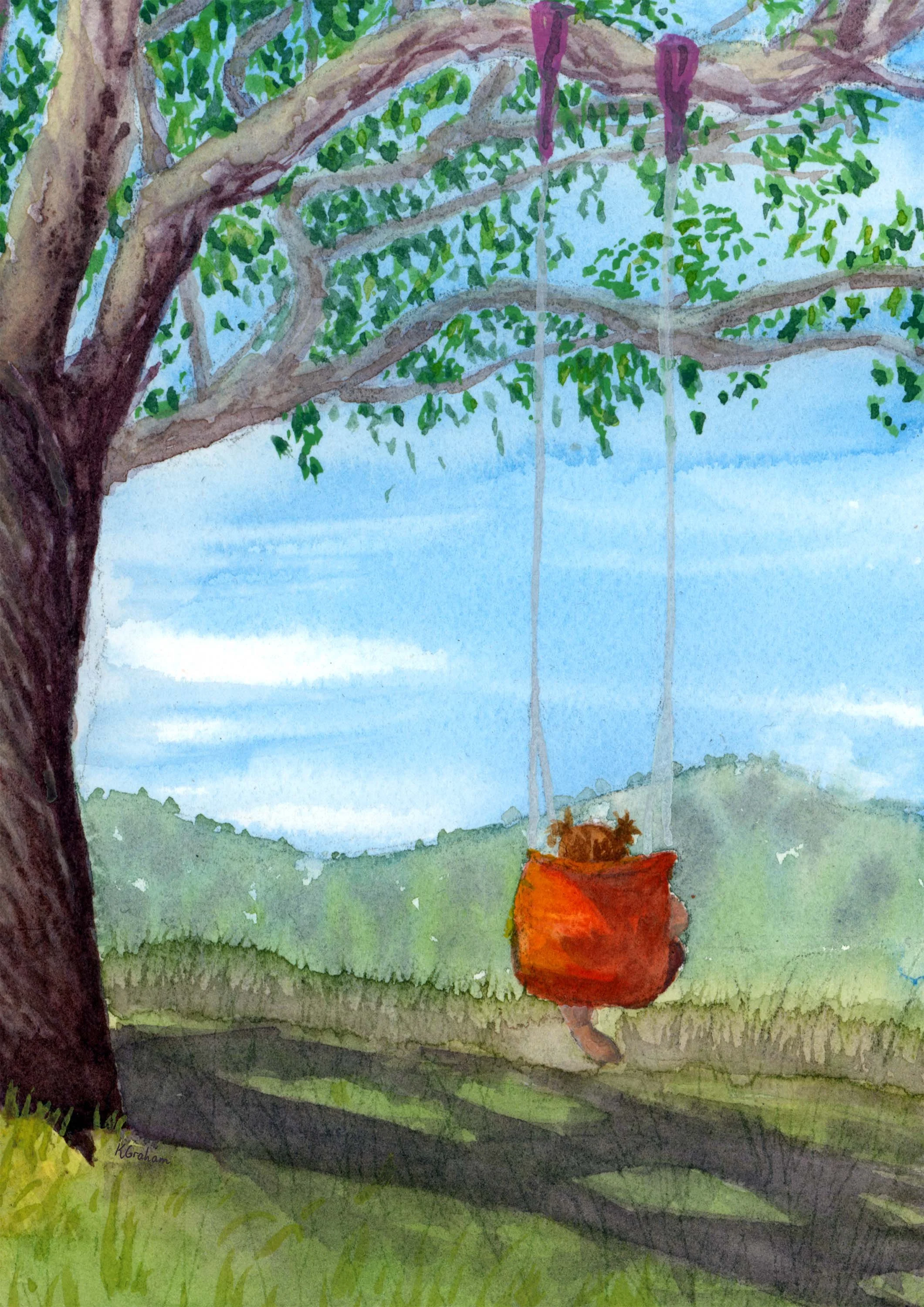 Plein Air - Girl on Swing