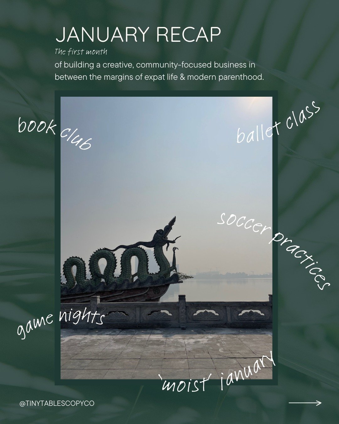 January Recap! 

Ok, here for accountability and because like one of my slides says, I just want to START SHOWING UP.

Things I'm proud of this month:

⭐ I've created a really amazing network here in Hanoi. We're going strong in our third year filled