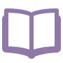 An open book with purple cover