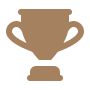 A brown trophy cup on a white background.