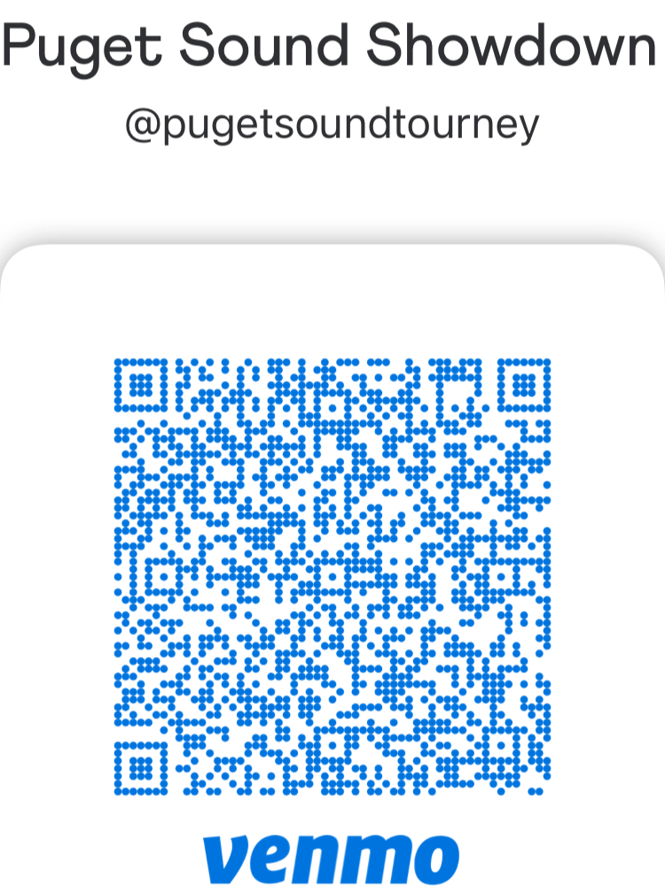 QR code for the Puget Sound Showdown event hosted by @pugetsoundtourney, organized by Venmo.
