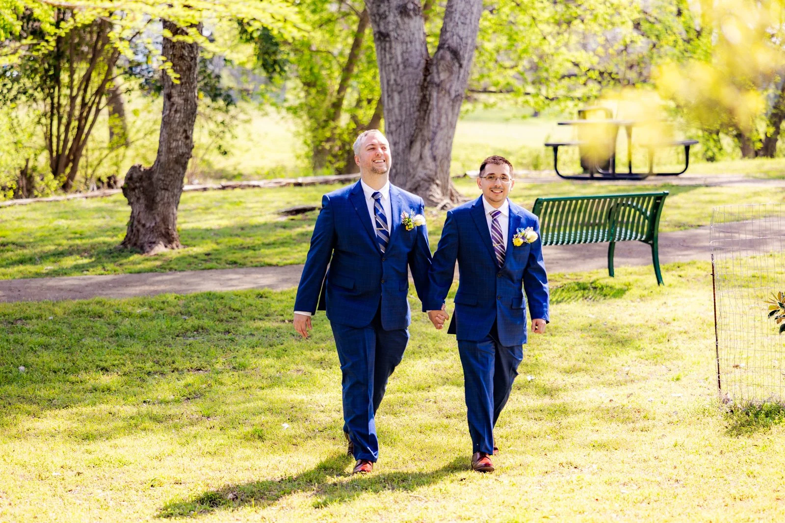LGBTQ couple walking to their cremony