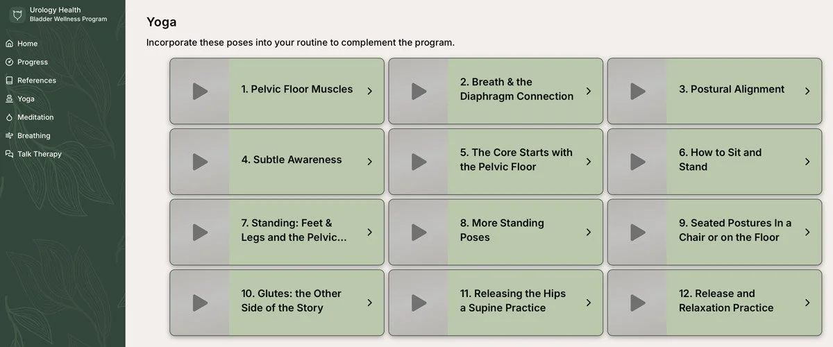 The yoga library inside the app