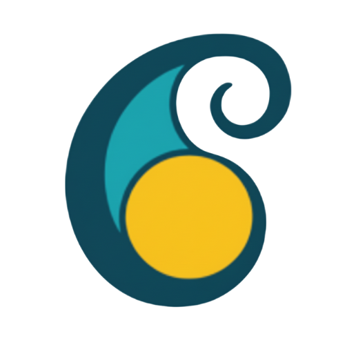 A stylized letter 'G' with a yellow circle inside, featuring a blue and teal color scheme.
