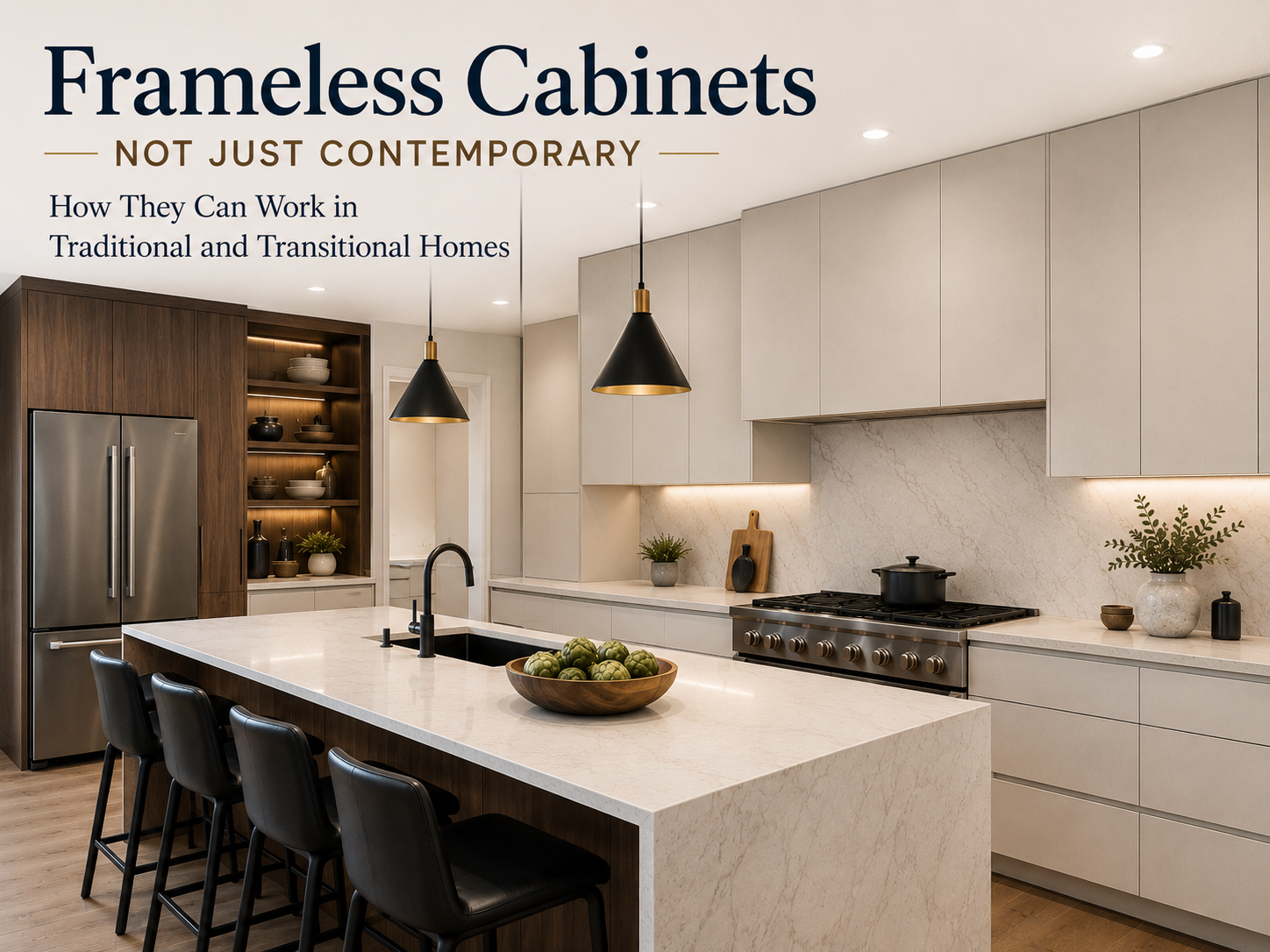 Frameless Cabinets Are Not Just Contemporary: How They Can Work in Traditional and Transitional Homes