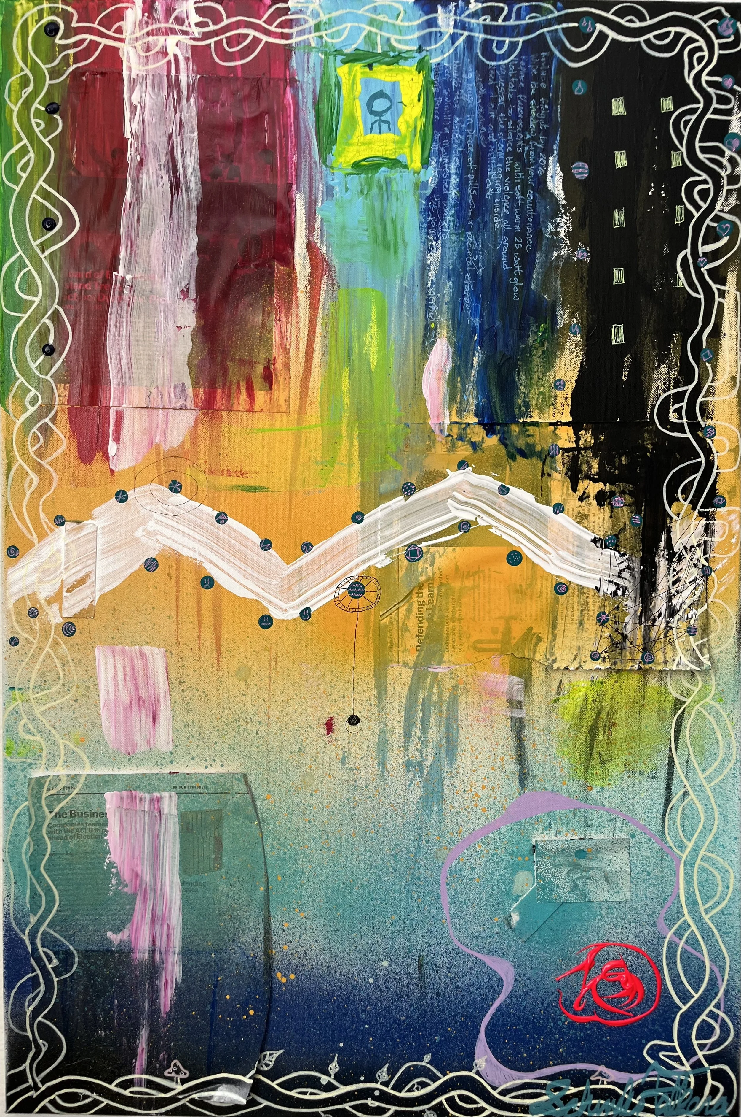 Mixed Media Pen Magazine Acrylic Spray Painting