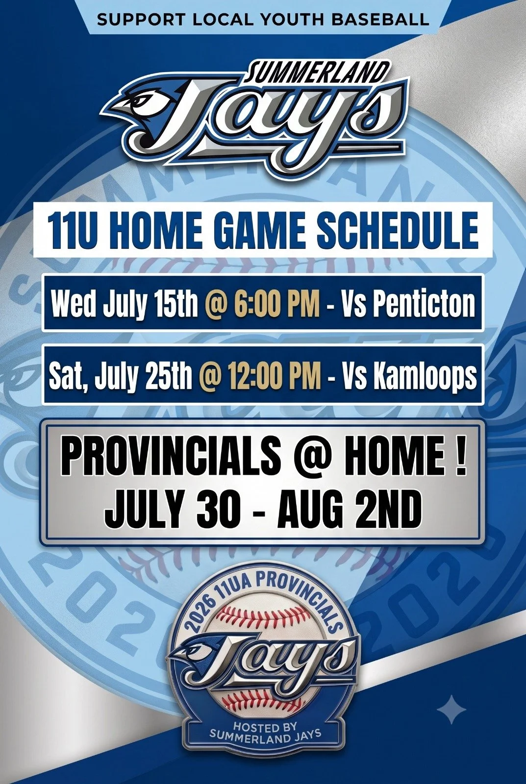 11U Home Game Schedule