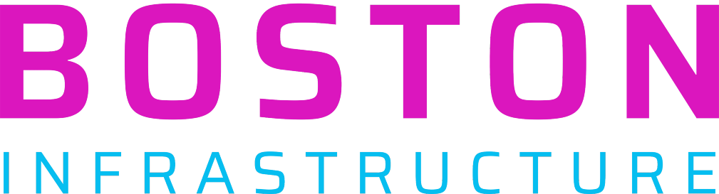 Text graphic with the words 'BOSTON INFRASTRUCTURE' in bold, colorful letters on a black background.
