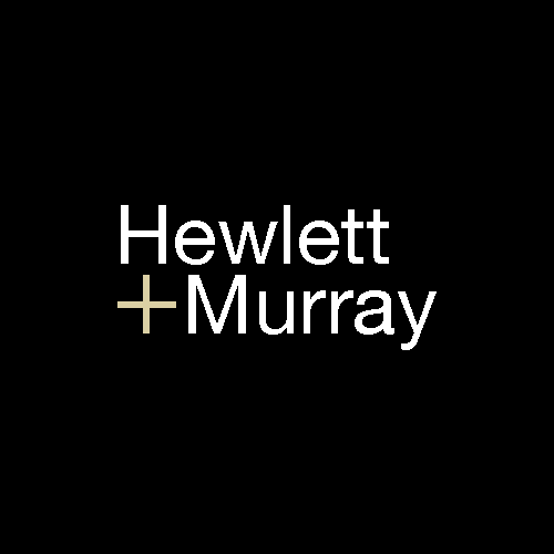 Hewlett + Murray logo on black background