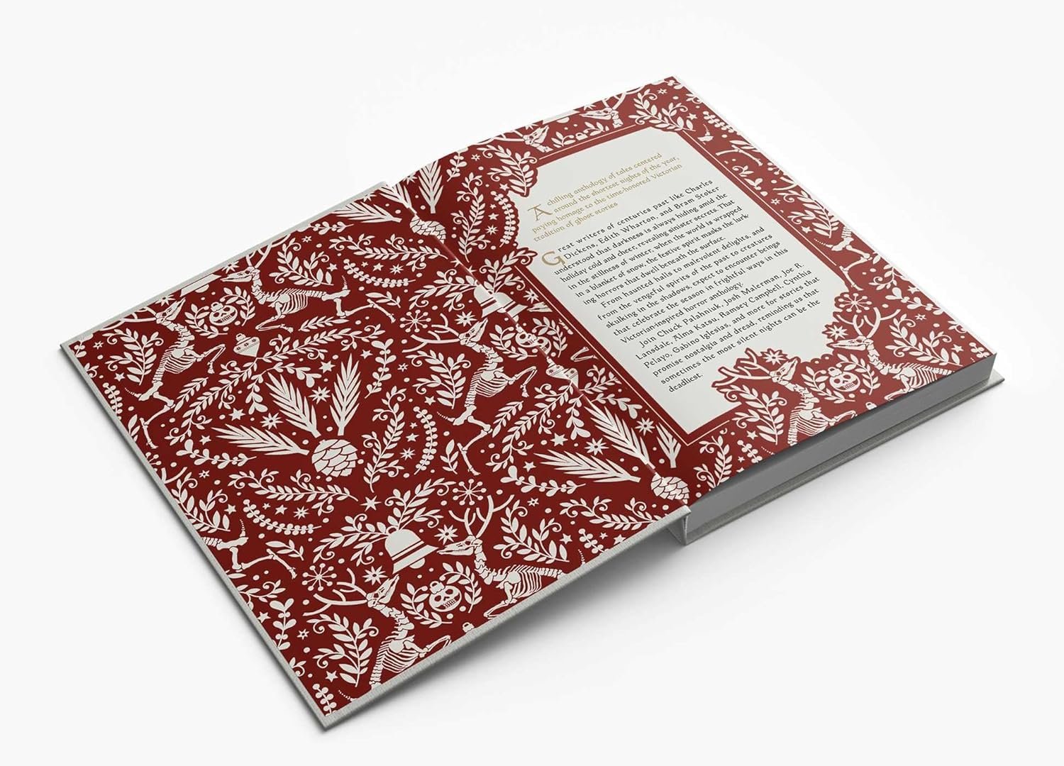 Red interior of Silent Nightmares book with an intro written in it