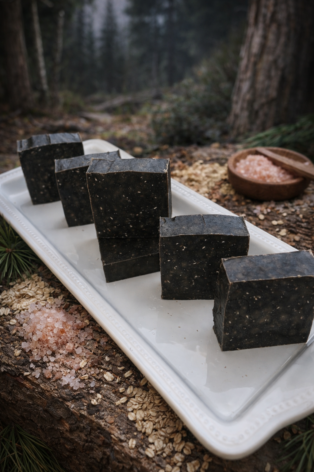 Pine Tar Soap Bar w/Oats, Pumice & Charcoal