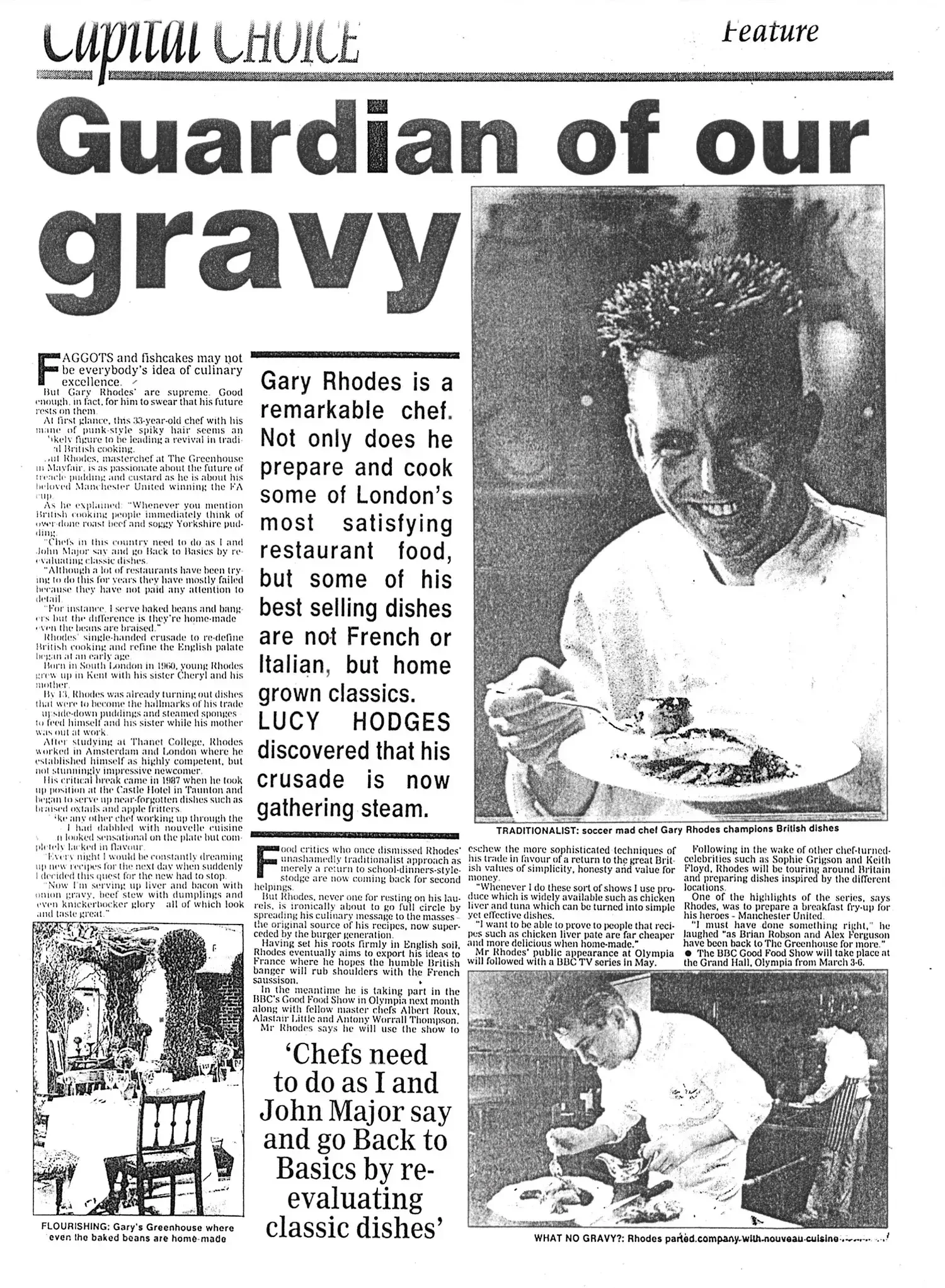 Press clipping of printed Gary Rhodes interview by Lucy Hodges from 1993