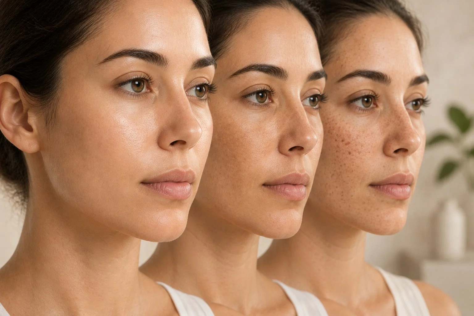 Woman with natural facial pigmentation illustrating uneven skin tone and common patterns of hyperpigmentation.