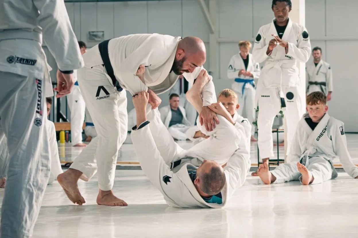 adults practicing BJJ