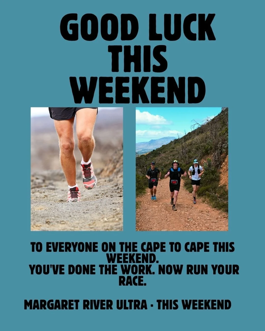 To everyone lining up at Hamelin Bay or Yallingup this weekend - I see you.

The Margaret River Ultra is no small undertaking. 80 kilometres of Cape to Cape coastline, sand, rocks, cliff tops, and karri forest. Or 42 if you're "just doing the ma