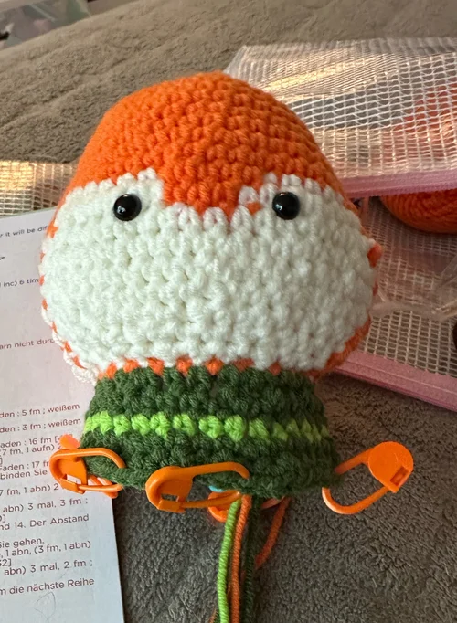 Tara crocheting