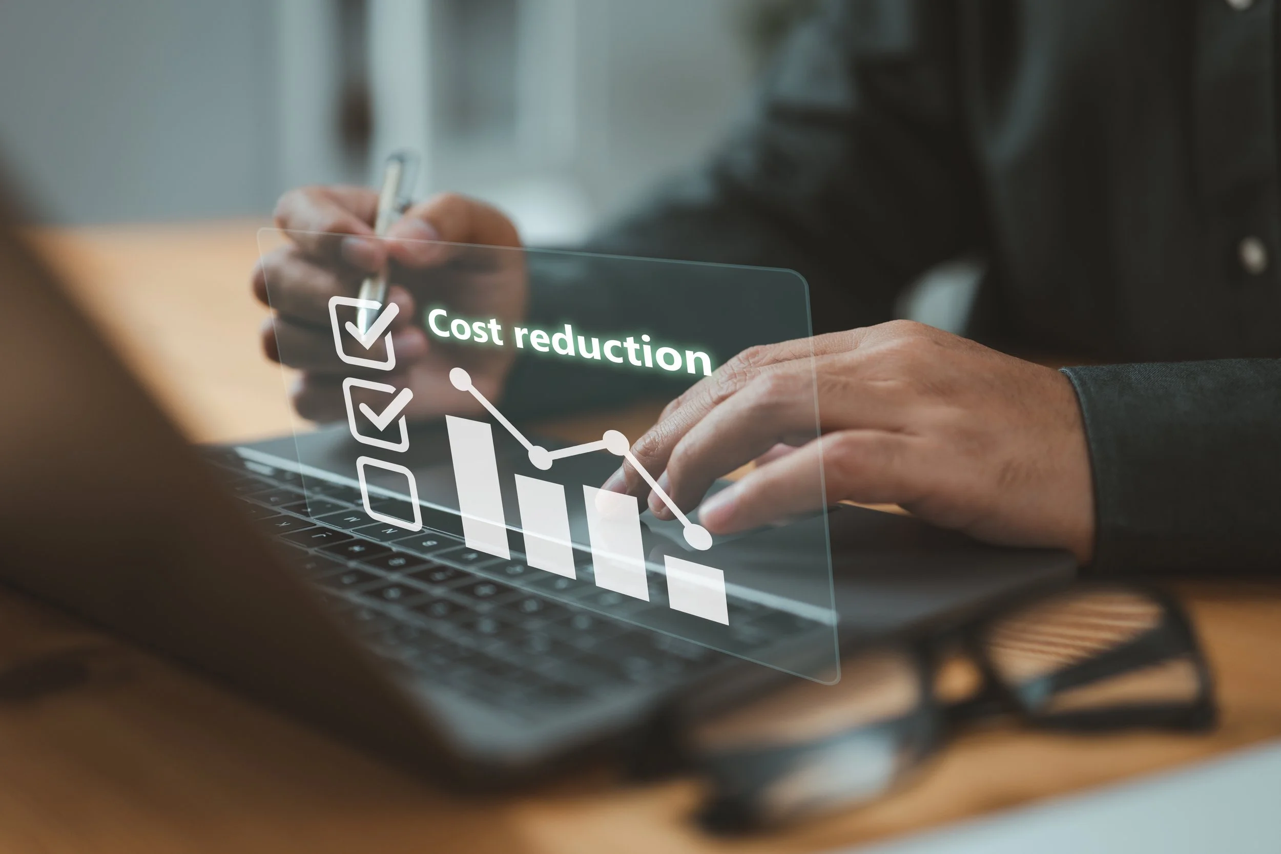 Chart showing cost reduction.