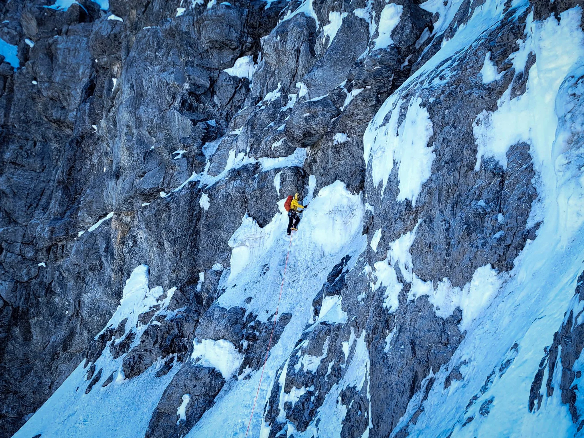 Alexander Brückler im sogenannten Bügeleisen in der Eiger Nordwand