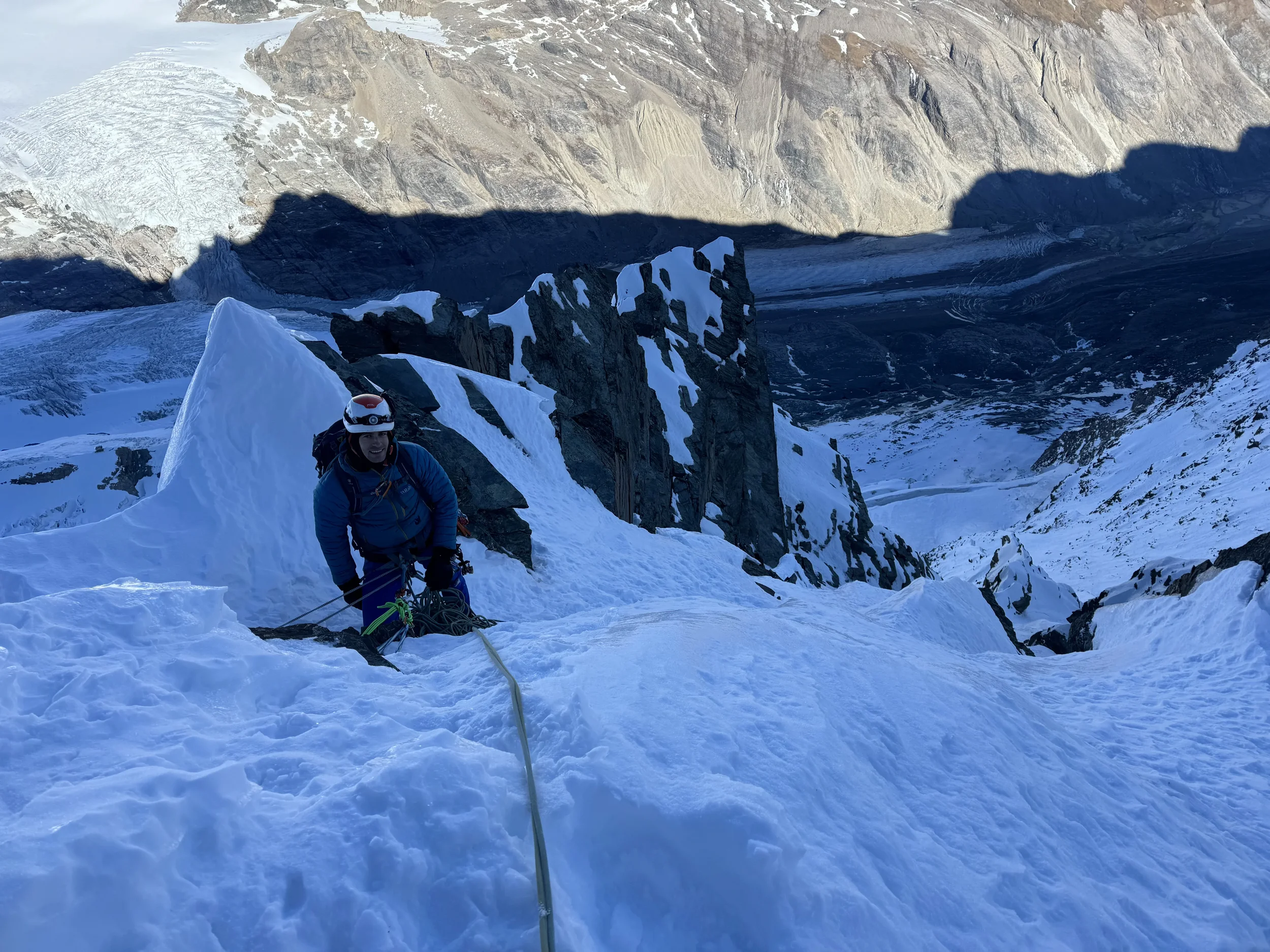 Christoph Meysel im oberen Teil der Aschenbrennerroute in der Großglockner Nordwand