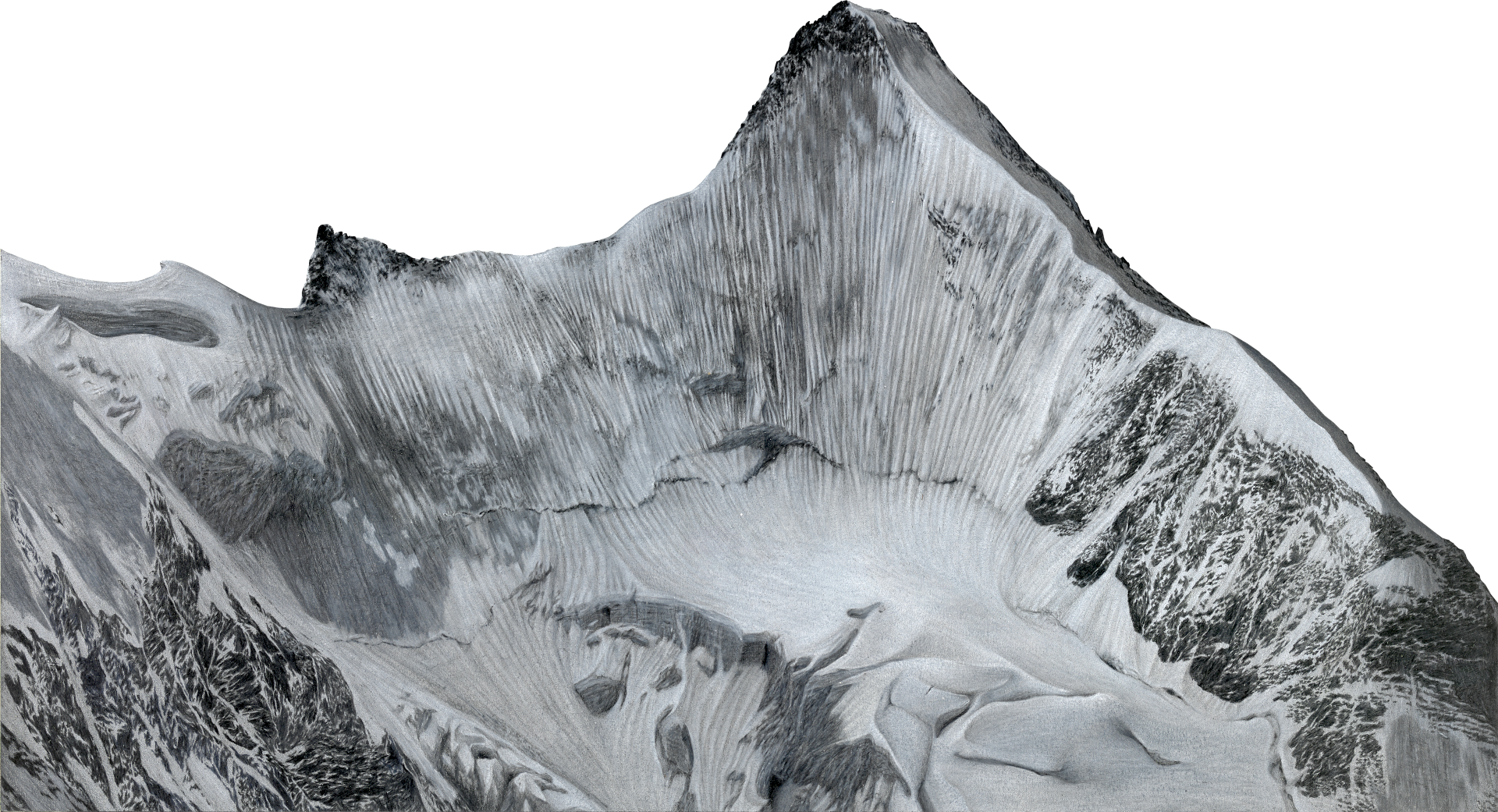 Obergabelhorn bei Nacht - im strahlend weißen Winterkleid. Bergportrait einer der schönsten Alpenberge. Hochwertig und extrem detailliert.