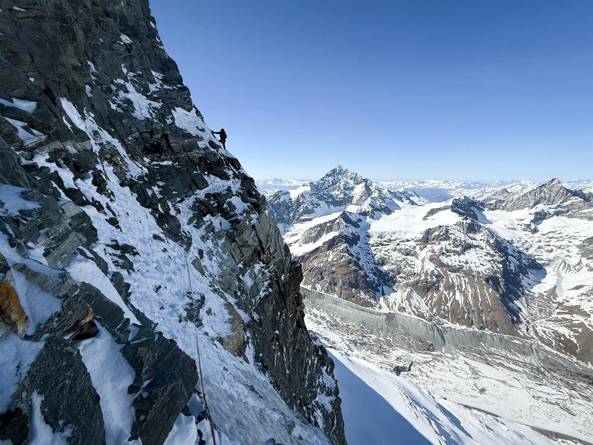 Alexander Brückler im oberen Abschnitt der Matterhorn Nordwand