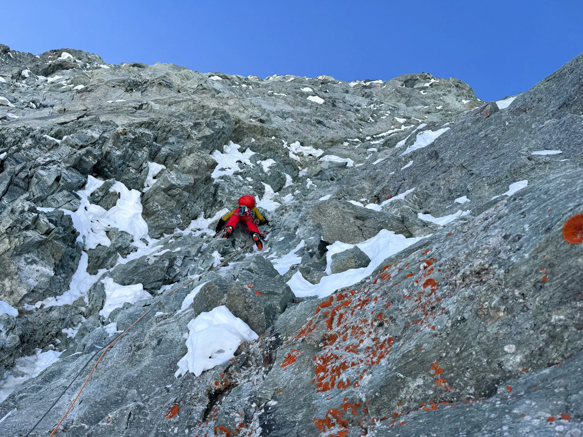 Ehsan Kalantari im Mittelteil der Matterhorn Nordwand