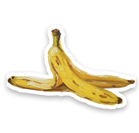 Two yellow bananas with brown spots