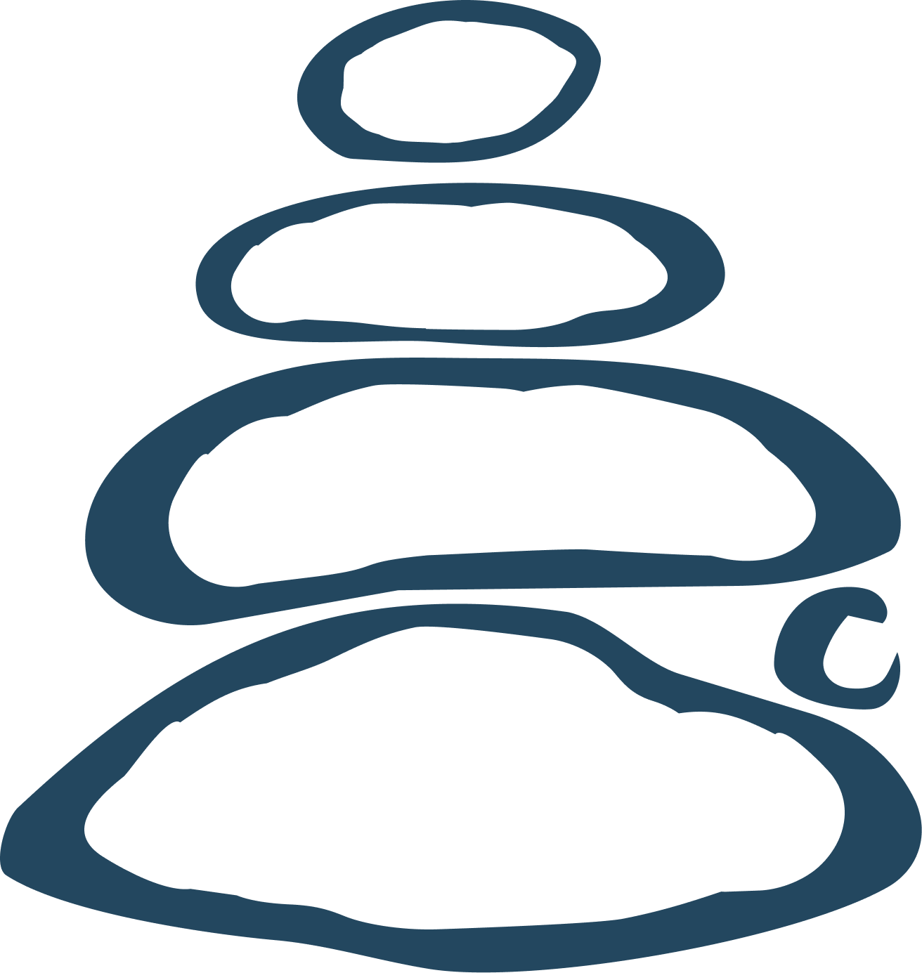 Stacked flat stones or pebbles in decreasing size from bottom to top.