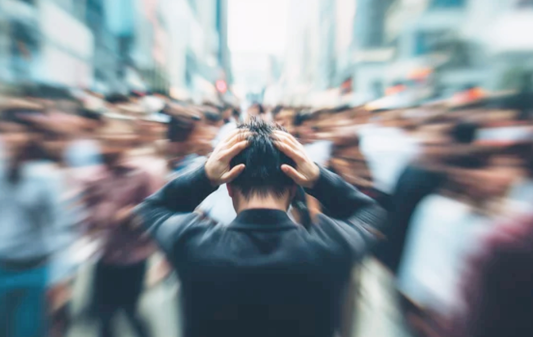 Person showing signs of overwhelming stress