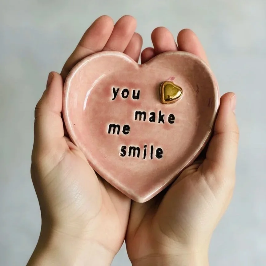 You Make Me Smile "uncontrollably" - 24ct Gold Lustre Secret Heart Trinket Dish