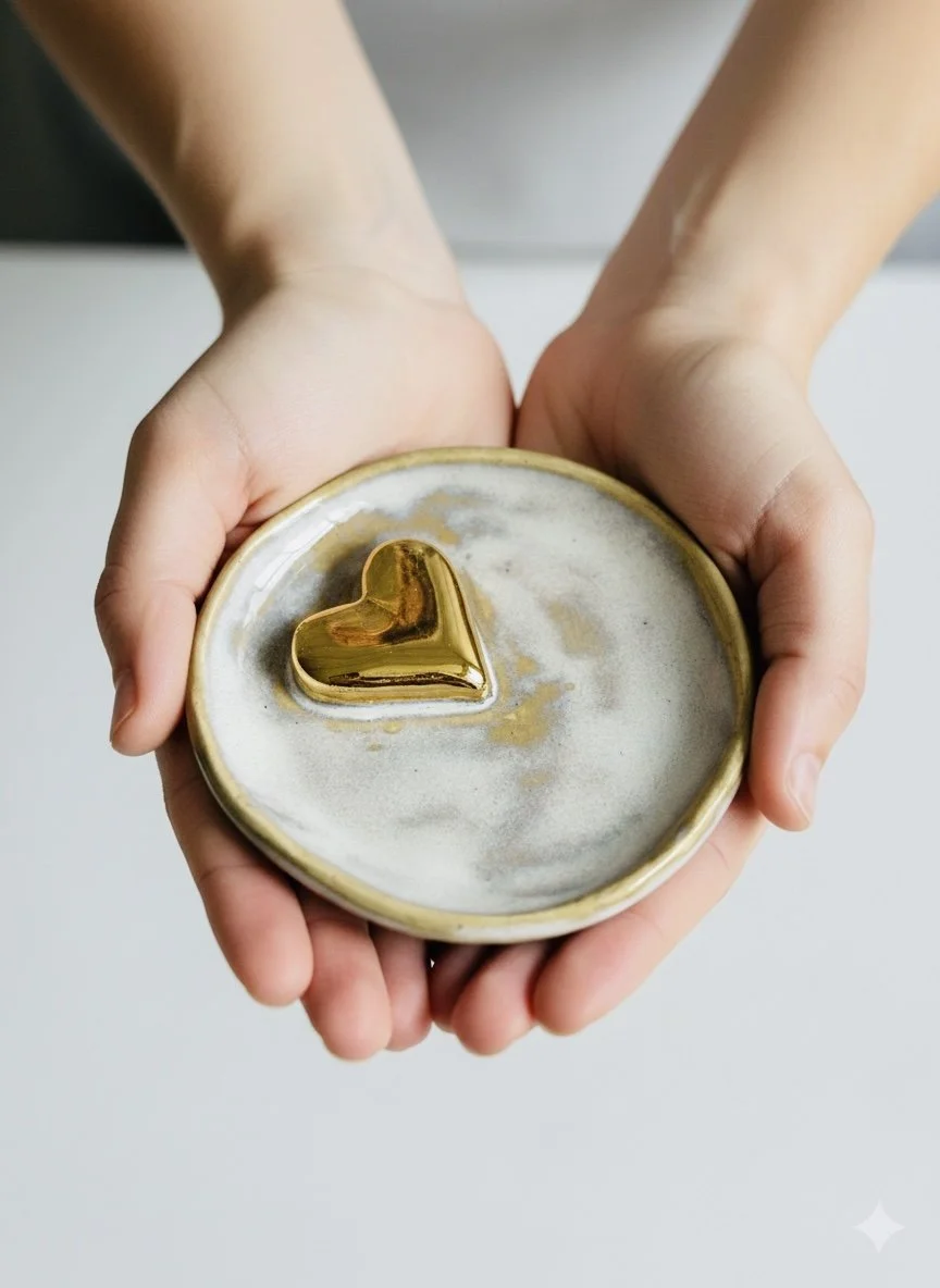 Big Heart 24ct Gold Lustre Trinket Dish