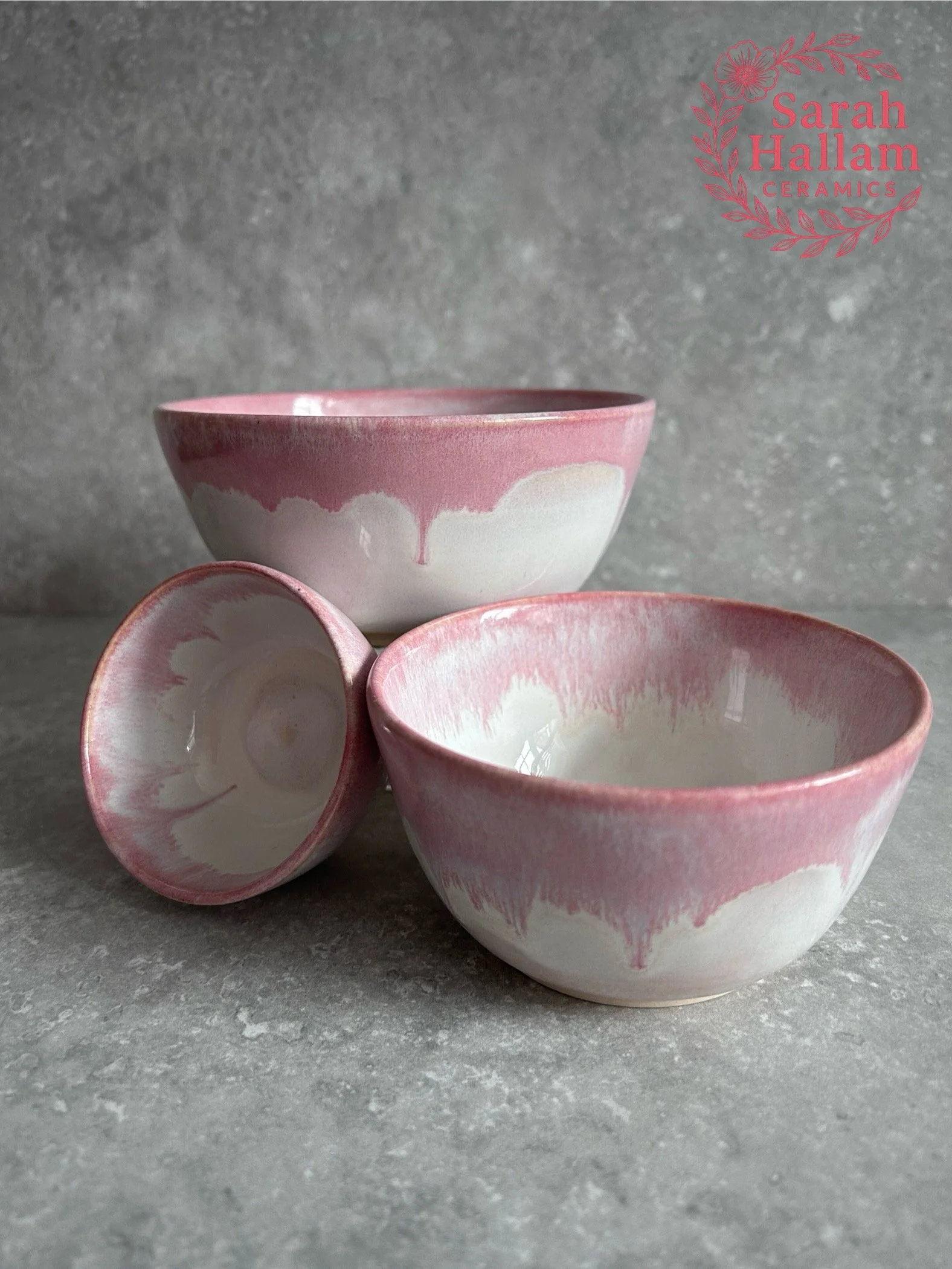 Pink & White Stacking Bowls - Set of 3