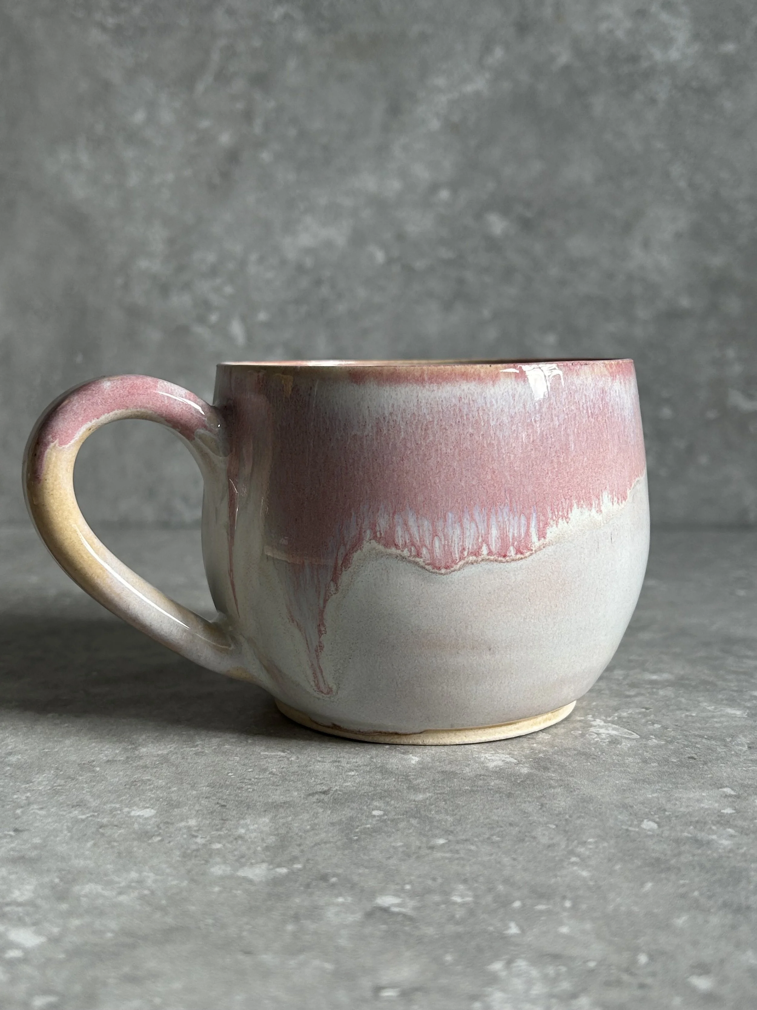 Pink & White Stoneware Mug