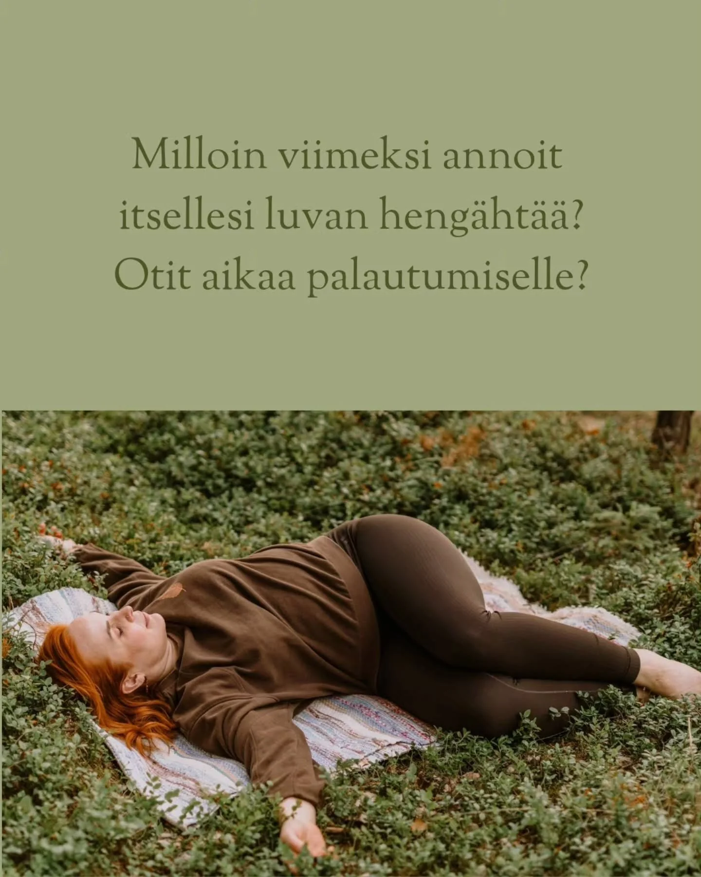 Pappalassa, Nivankyl&auml;n it&auml;puolella saat mahdollisuuden ja tilan palautua. T&auml;&auml;ll&auml; on mahdollisuus pys&auml;hty&auml; hetkeen hiljaisuudessa, luonnon ymp&auml;r&ouml;im&auml;n&auml; 🌿

Elokuussa yinjoogatunnit &auml;&auml;nima