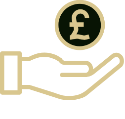 An illustration of a hand with a pound currency symbol above it