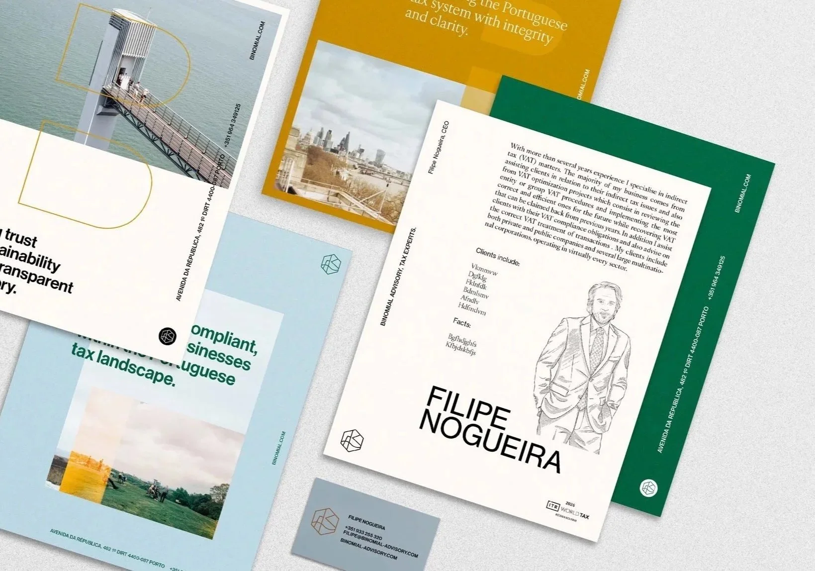 Binomial Advisory: how we designed the visual identity and helped the founder create a brand and position his practice.