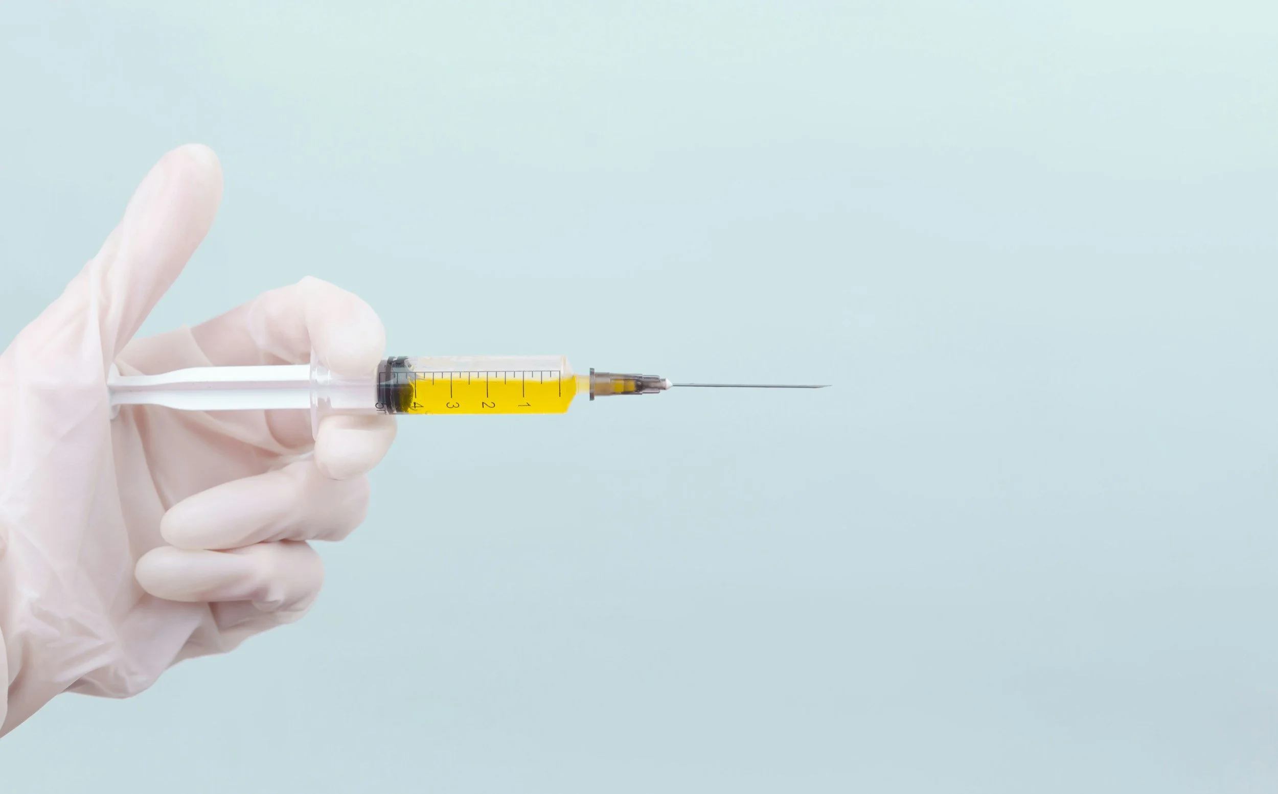 A syringe used to administer injectable medication