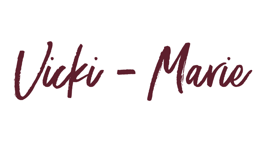 Stylized text displaying the names 'Vicki - Marie' in a handwritten font and dark purple color.