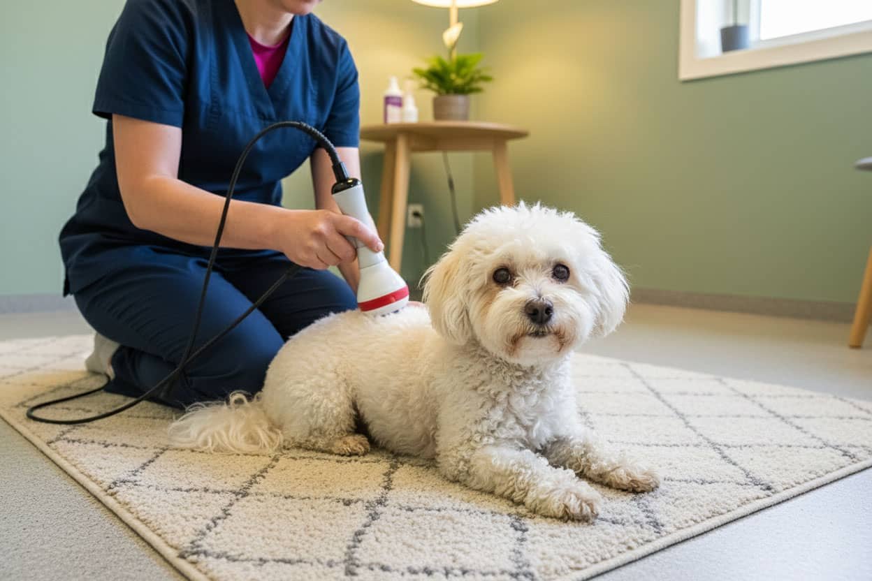 Laserbehadling av en liten hund