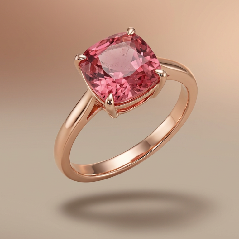 Bague en Tourmaline rose et Or rose 18k