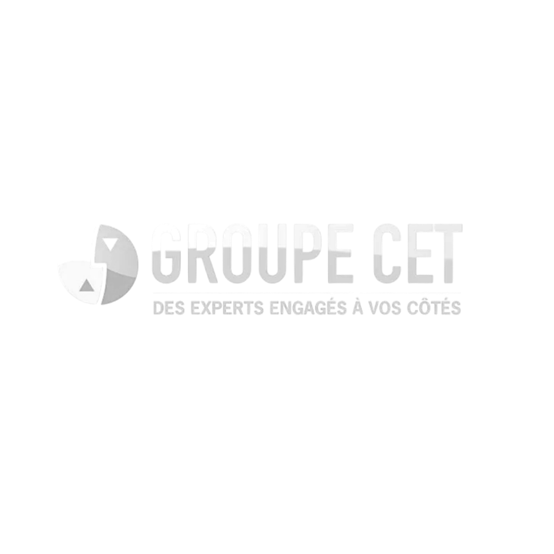 Logo de Groupe CET avec un symbole circulaire et le texte 'GROUPE CET' et le slogan 'Des experts engagés à vos côtés' en dessous.