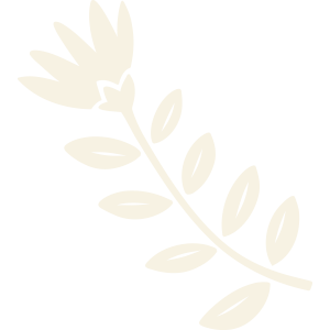 White silhouette of a leafy branch on a black background.